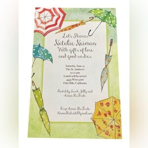 Shower Party Invitations- Blank- Set of 10